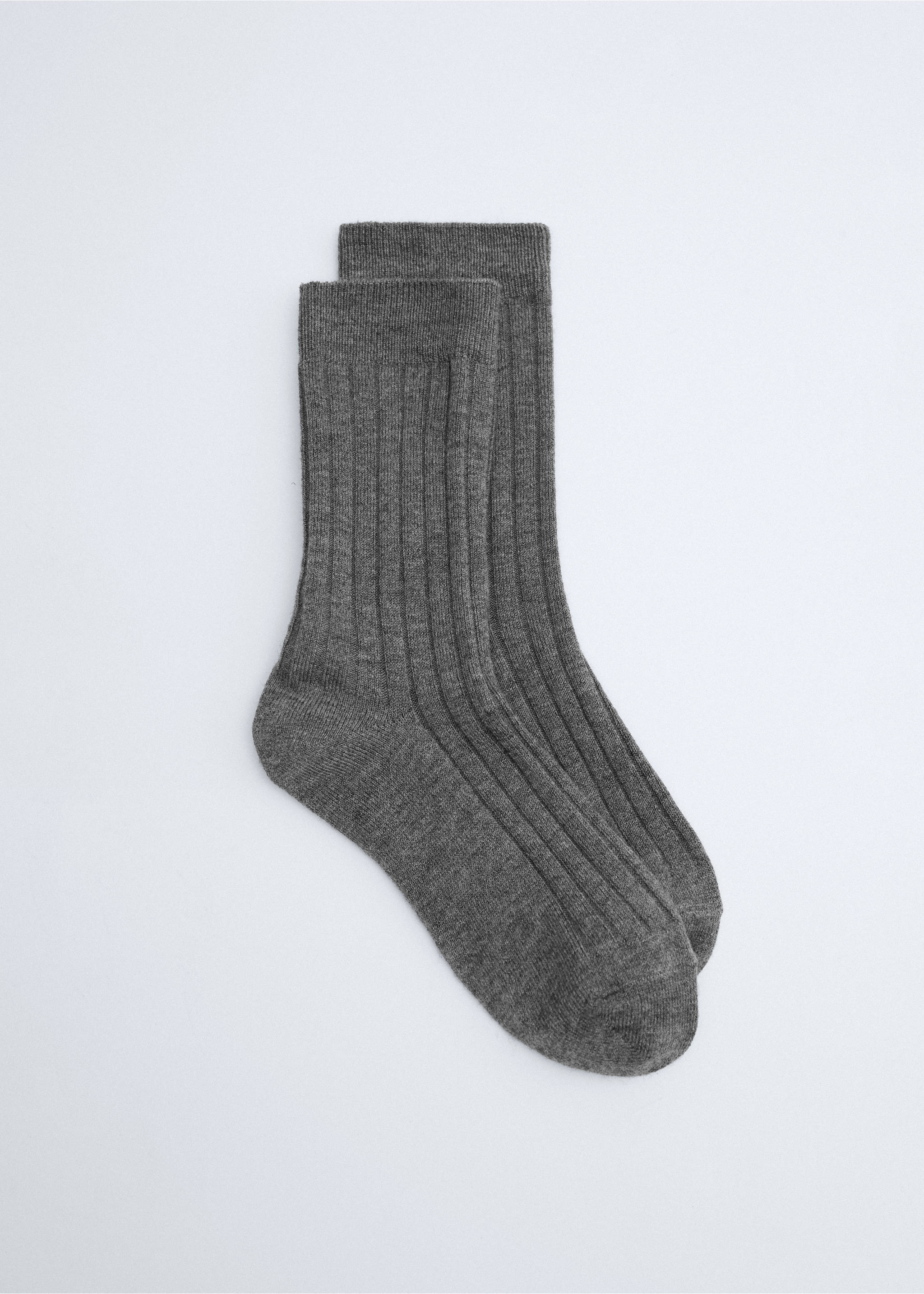Ribbed wool blend socks - Article without model, Dark Heather Grey. Ref: 37066368-00.
