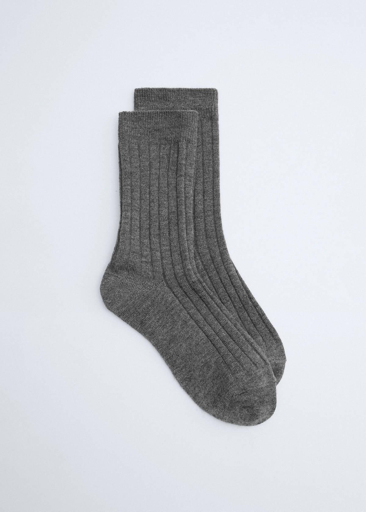 Ribbed wool blend socks — Dark Heather Grey