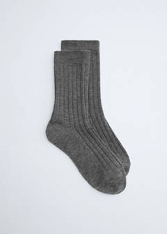 Ribbed wool blend socks — Dark Heather Grey 2
