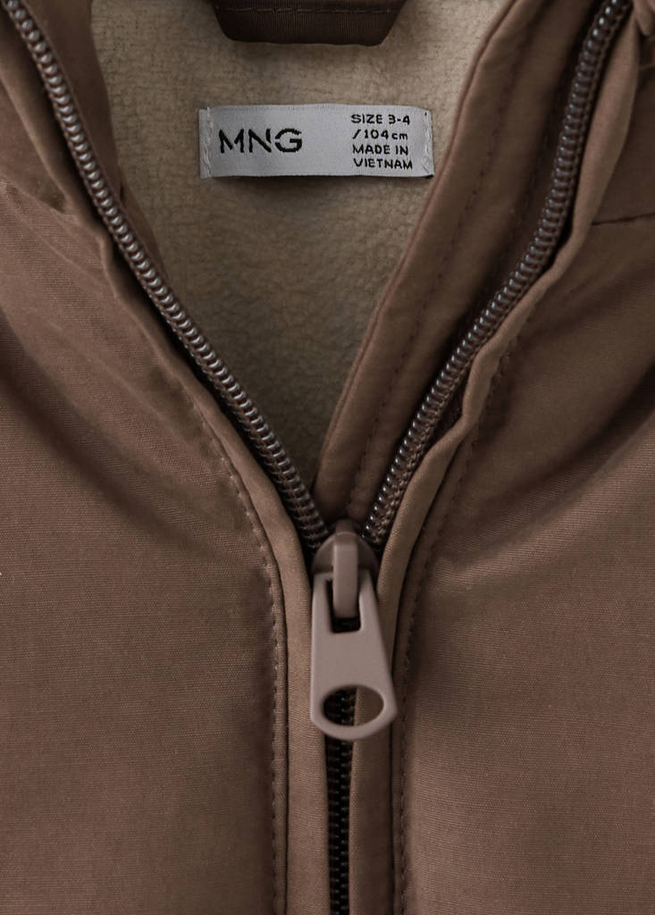 Padded sherpa-lined anorak — Brown