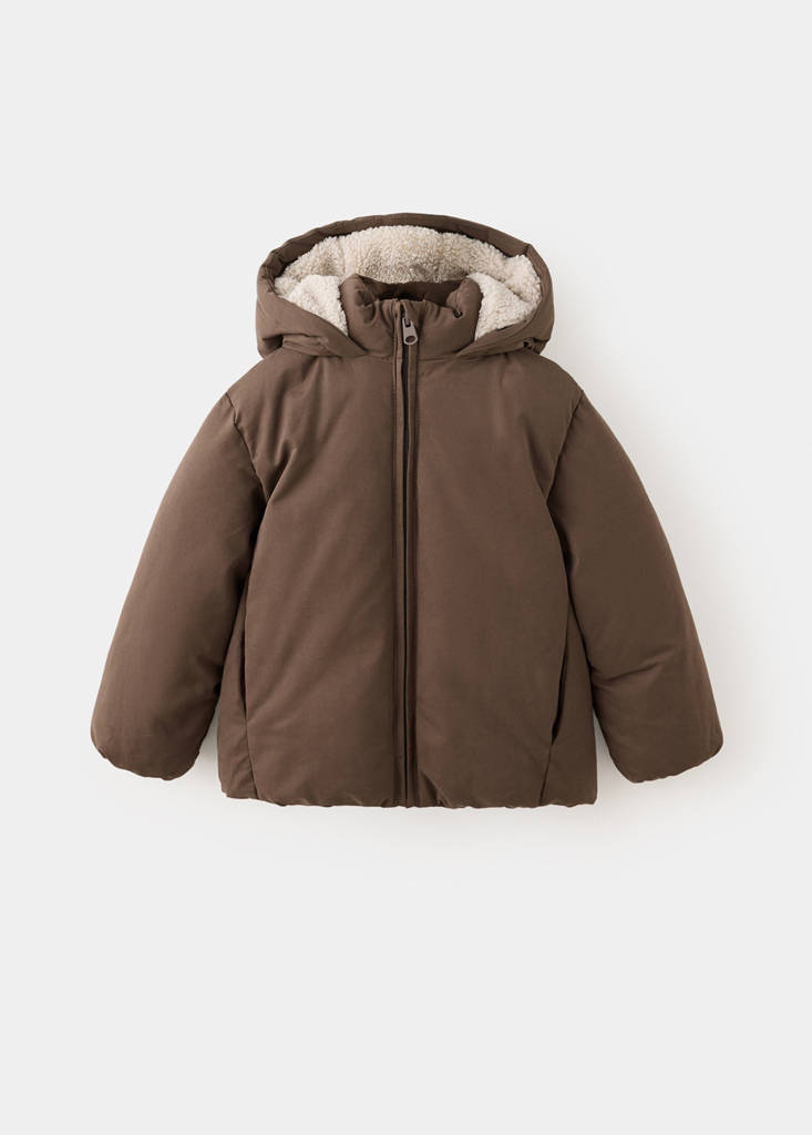 Padded sherpa-lined anorak — Brown