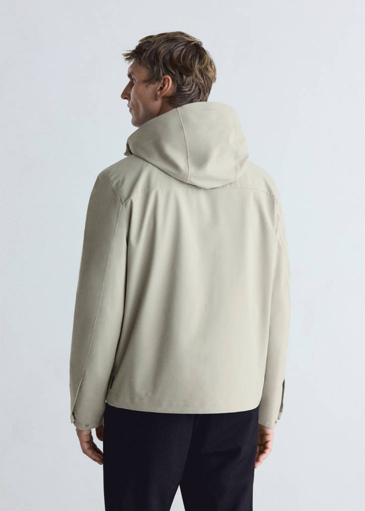 Water-repellent Thermolite® hooded jacket — Medium Brown