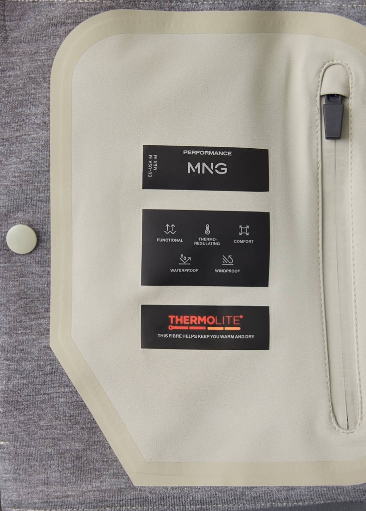 Water-repellent Thermolite® hooded jacket — Medium Brown