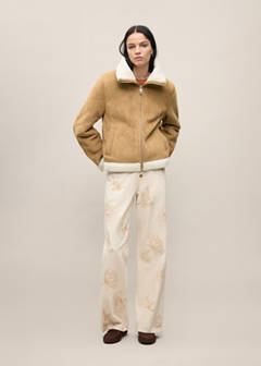 Suede effect sheepskin coat — Tobacco Brown 2