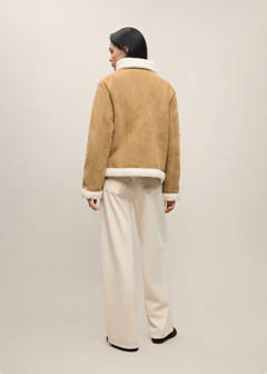 Suede effect sheepskin coat — Tobacco Brown 7
