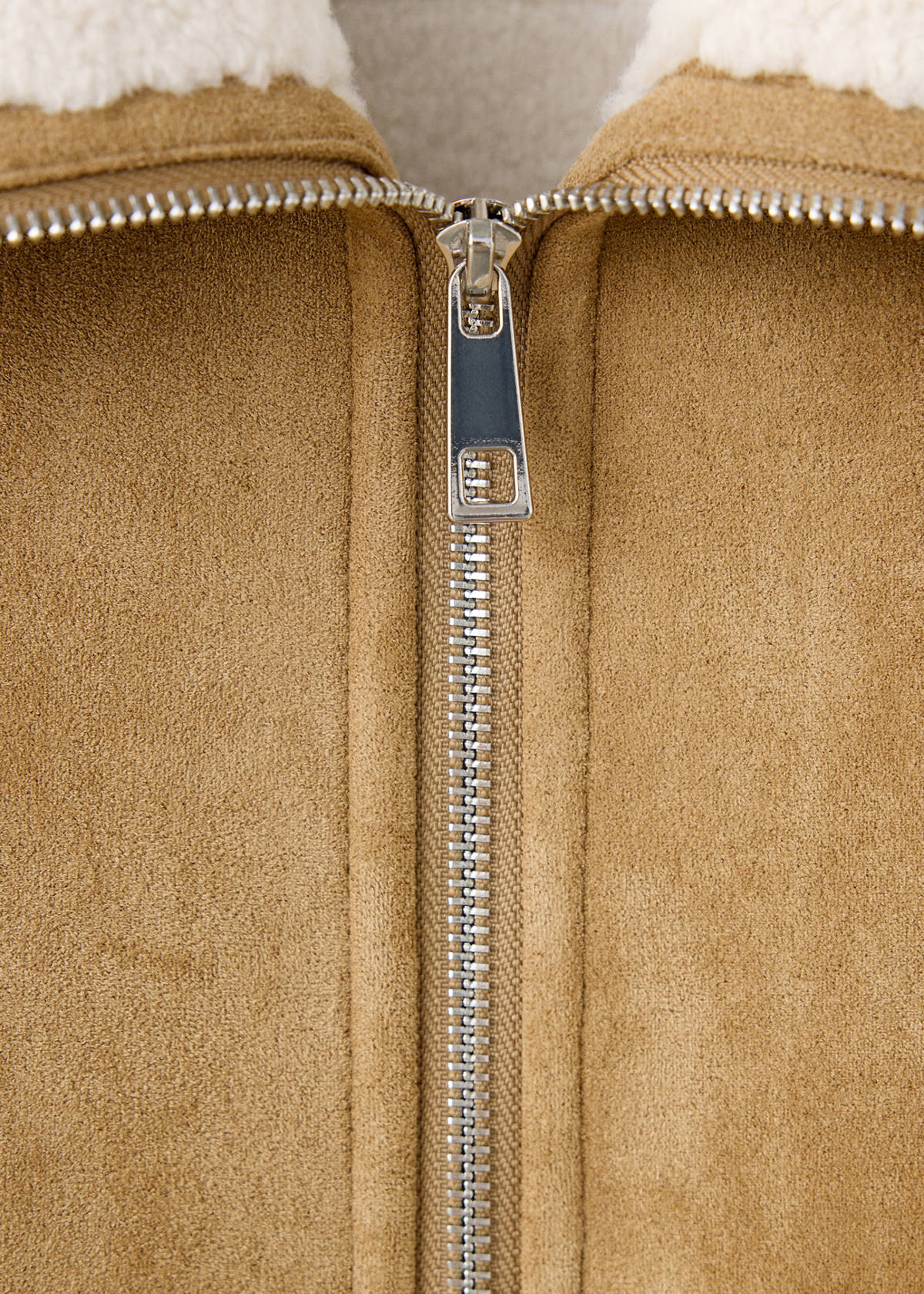 Suede effect sheepskin coat — Tobacco Brown
