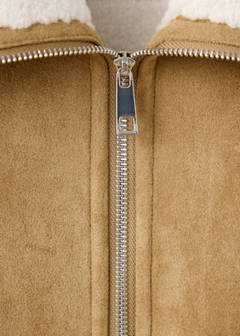 Suede effect sheepskin coat — Tobacco Brown 6