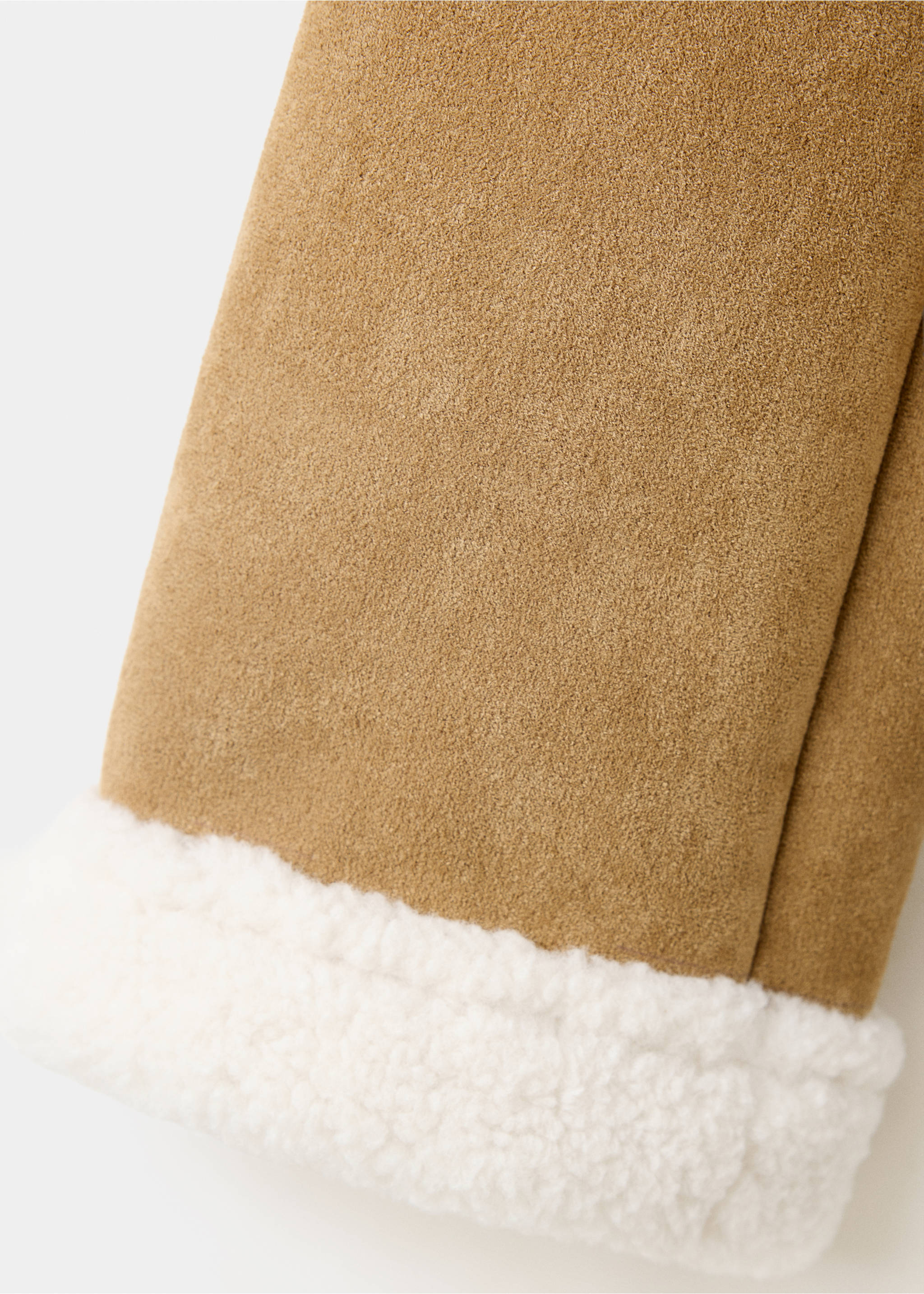 Suede effect sheepskin coat - Details of the article 0, Tobacco Brown. Ref: 37066726-00.