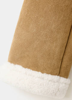 Suede effect sheepskin coat — Tobacco Brown 8