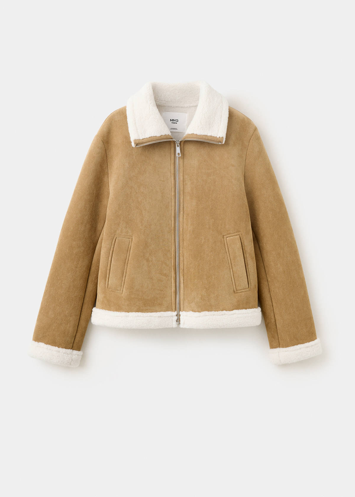 Suede effect sheepskin coat — Tobacco Brown