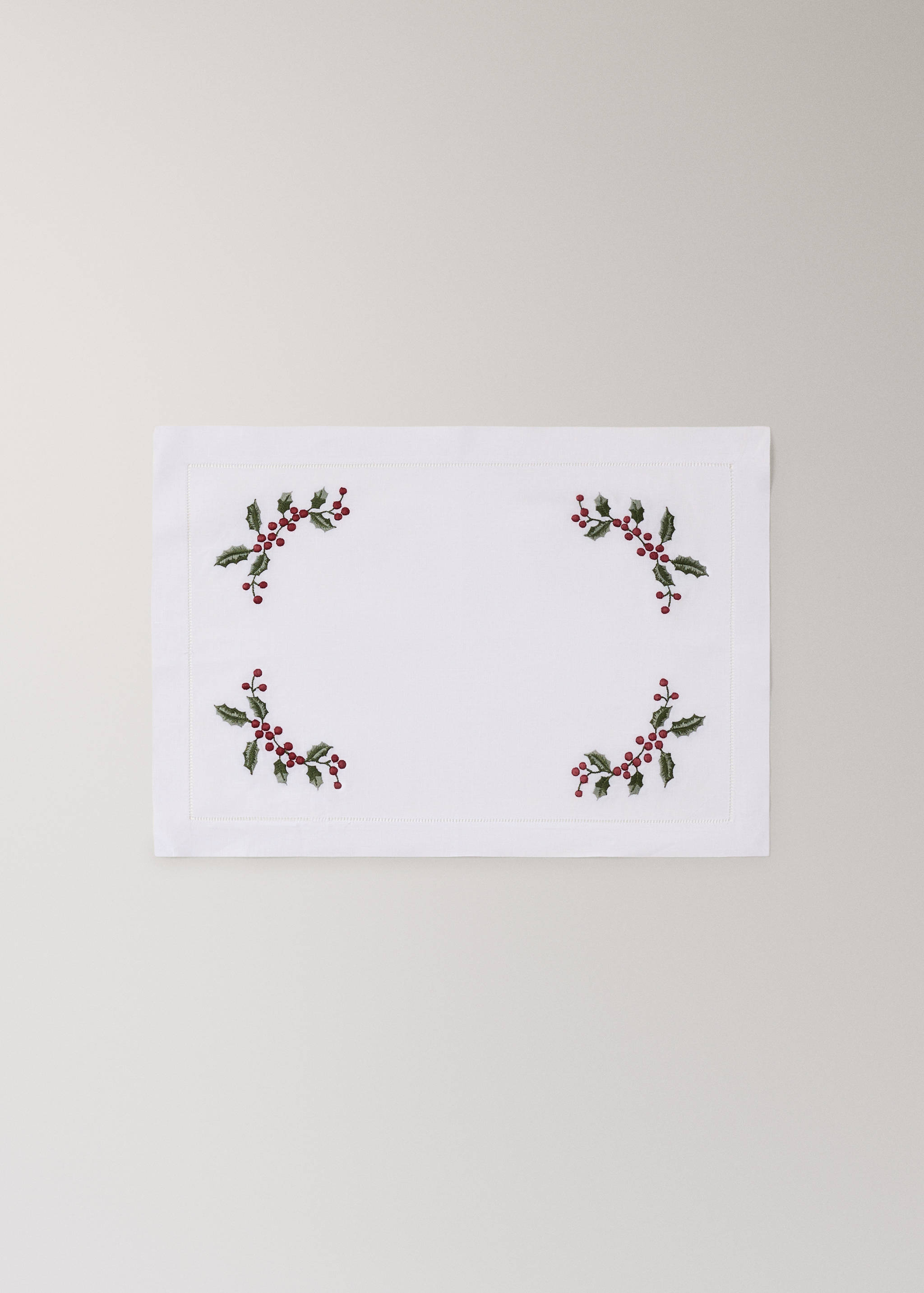 Bordstablett i linne med broderat julmotiv - Artikel utan modell