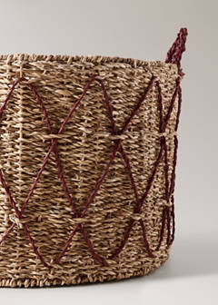 Straw basket with contrasting details — Brown 3