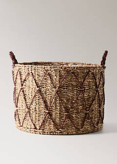 Straw basket with contrasting details — Brown 5