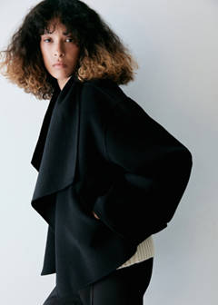 Wool shawl-collar jacket — Black 1