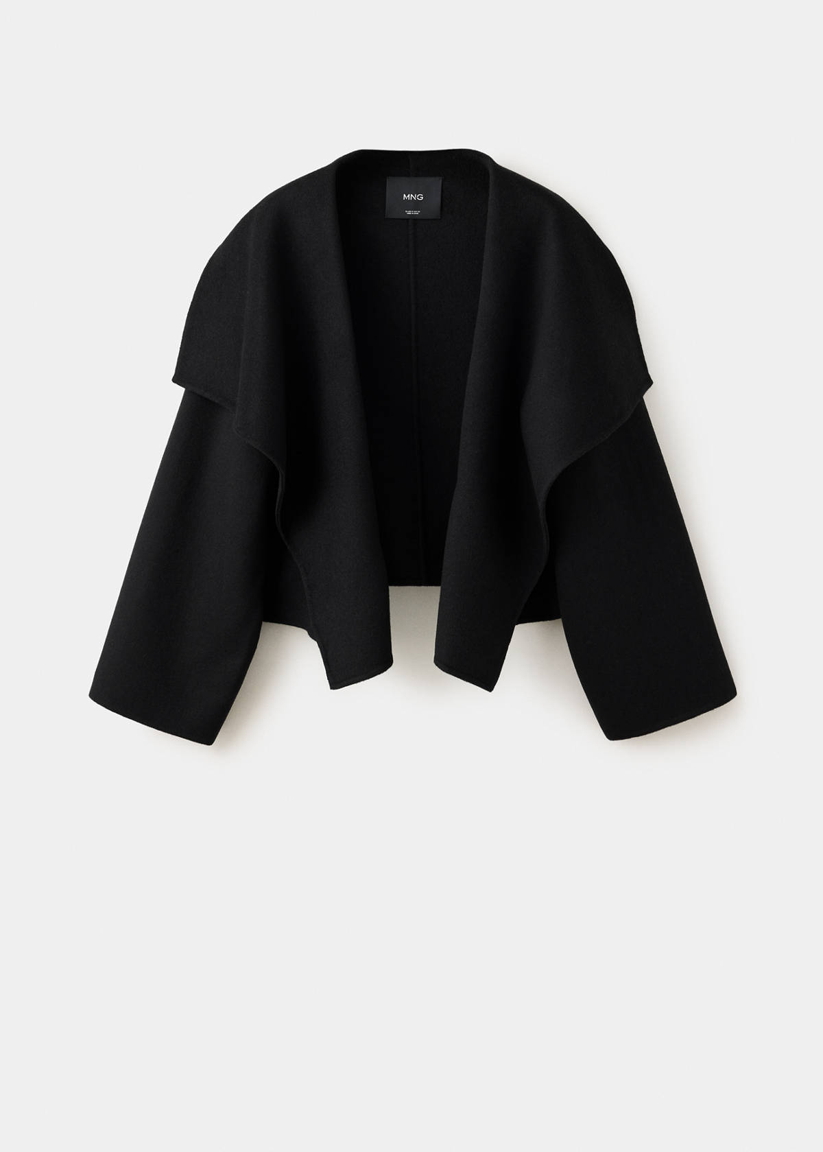 Wool shawl-collar jacket — Black