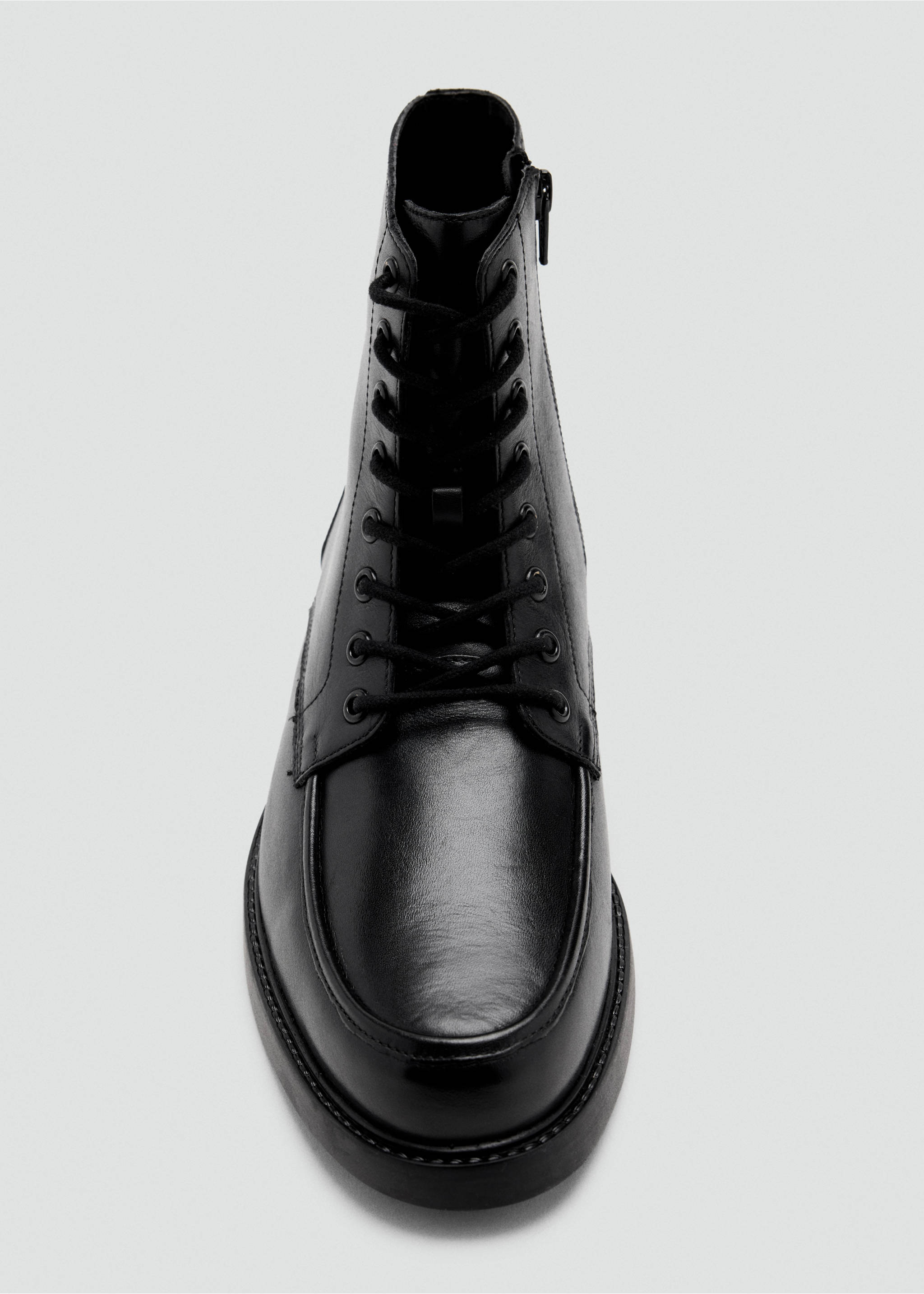 Lace-up leather ankle boots - Details of the article 2, Black. Ref: 37066746-00.