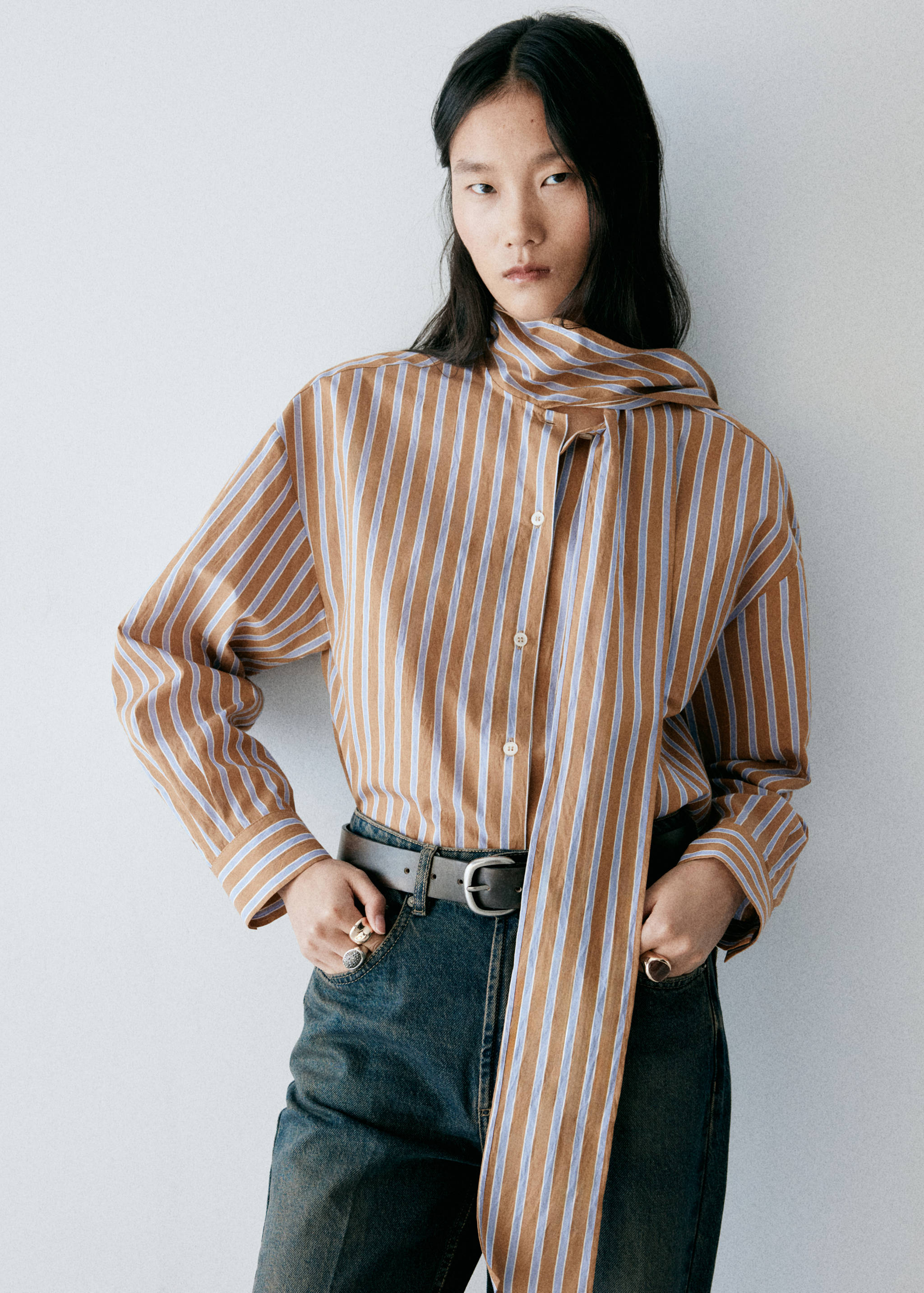 Striped bow blouse - Medium plane