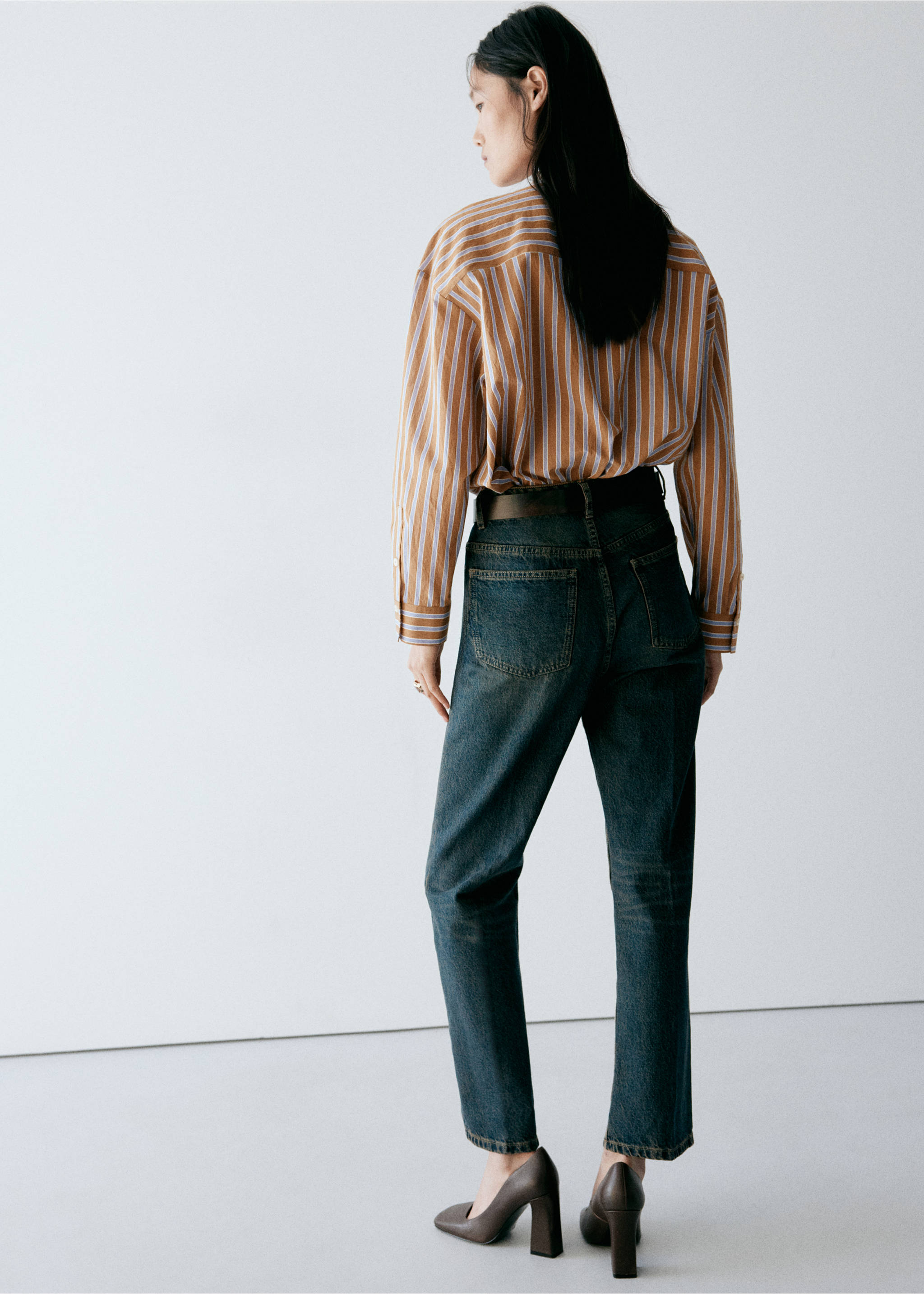 Striped bow blouse - Reverse of the article, Brown. Ref: 37066747-00.
