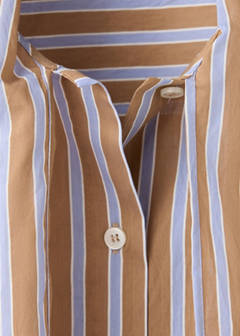 Striped bow blouse — Brown 6