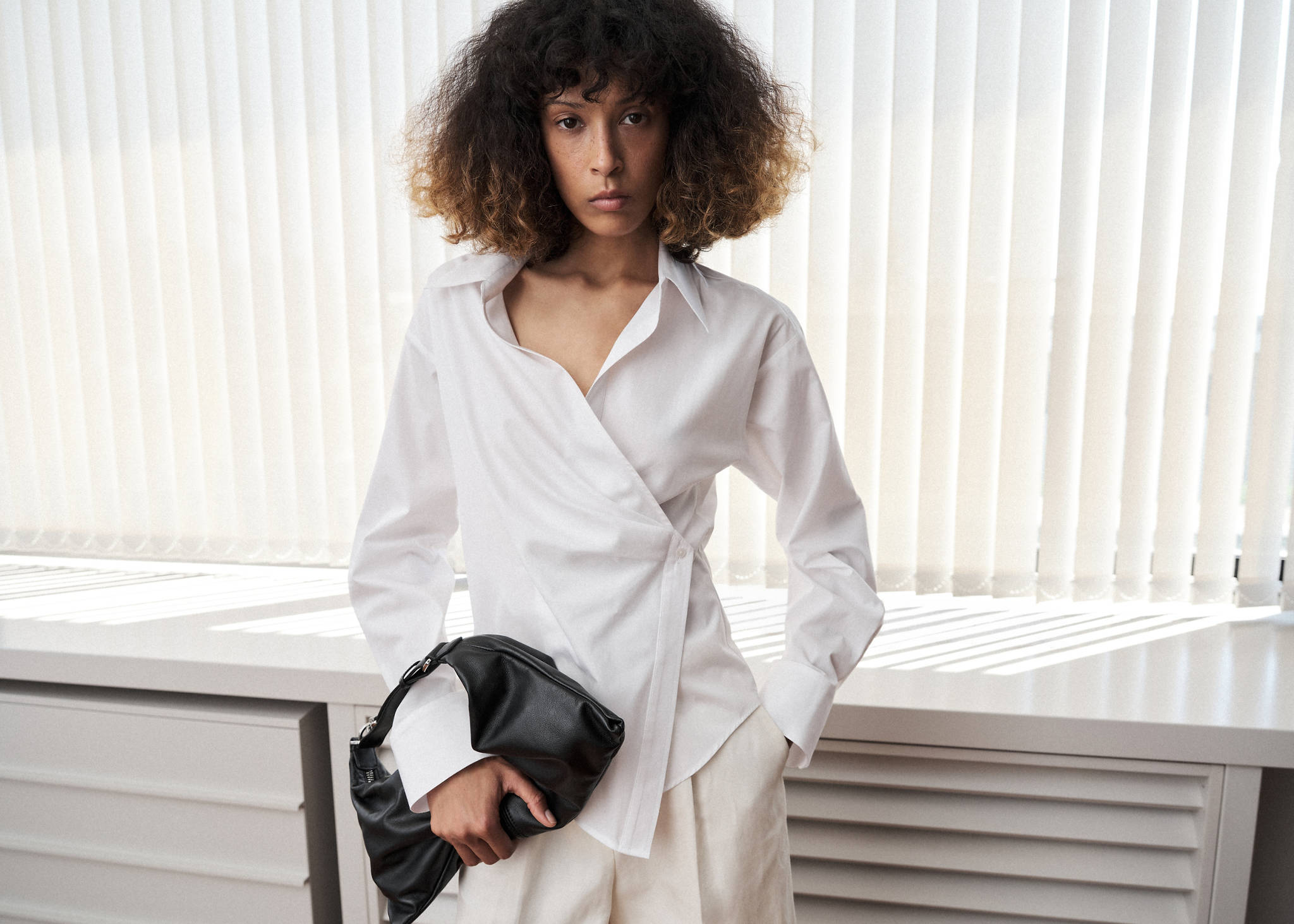 Wrap-over cotton blouse - Panoramic plane