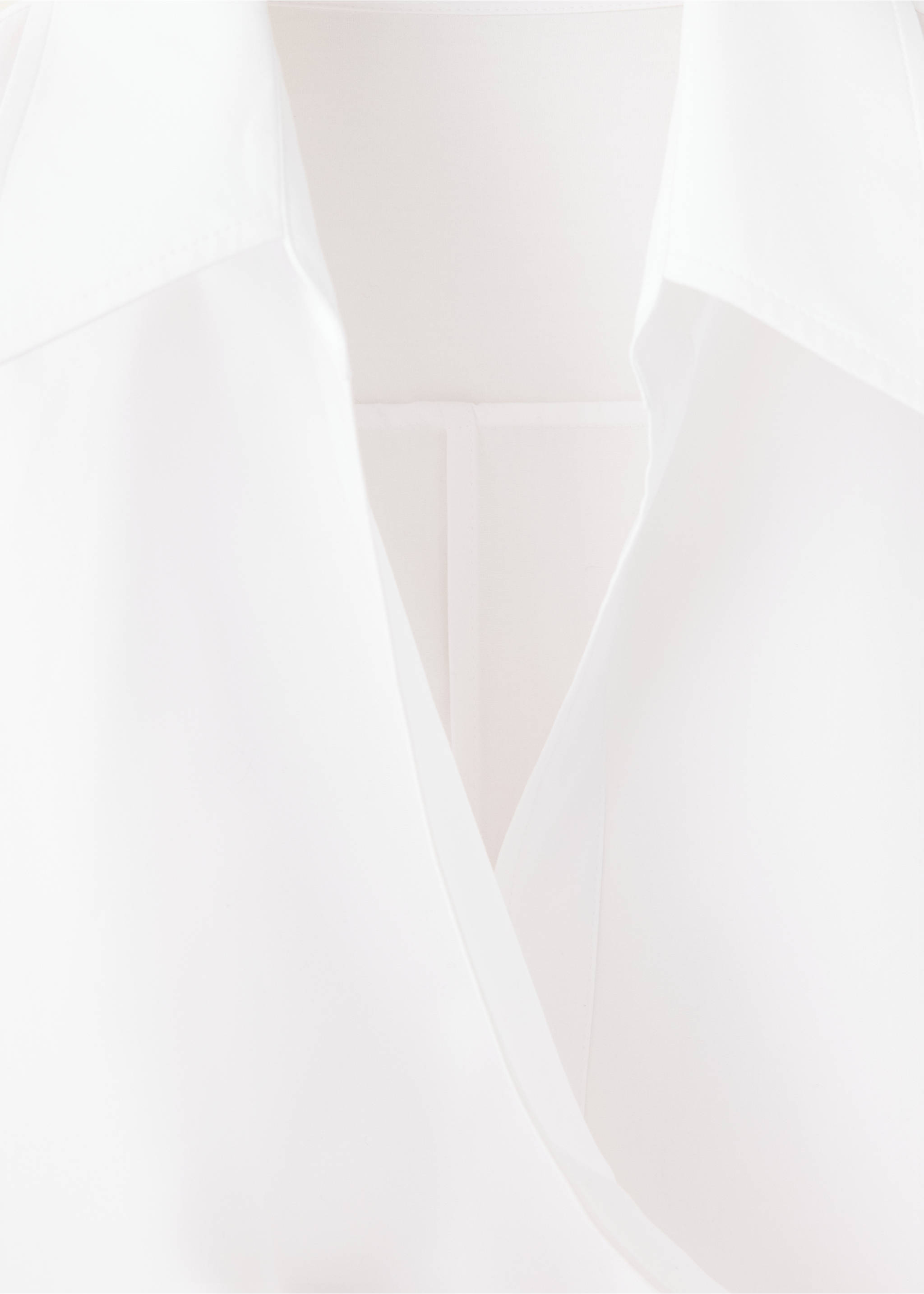 Wrap-over cotton blouse - Details of the article 8, Off White. Ref: 37066749-00.