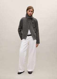 Wool funnel neck coat — Dark Heather Grey 3