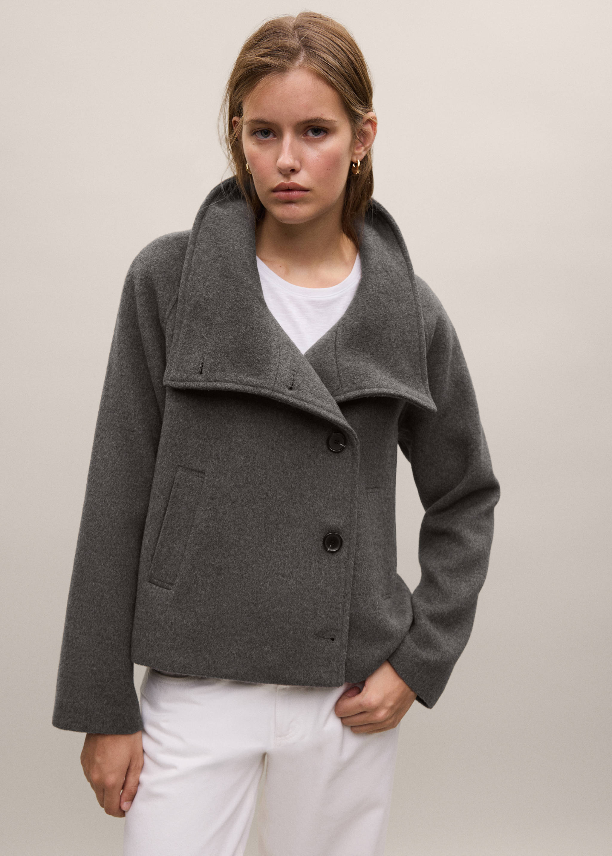 Wool funnel neck coat - Medium plane