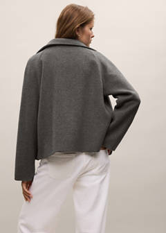 Wool funnel neck coat — Dark Heather Grey 4