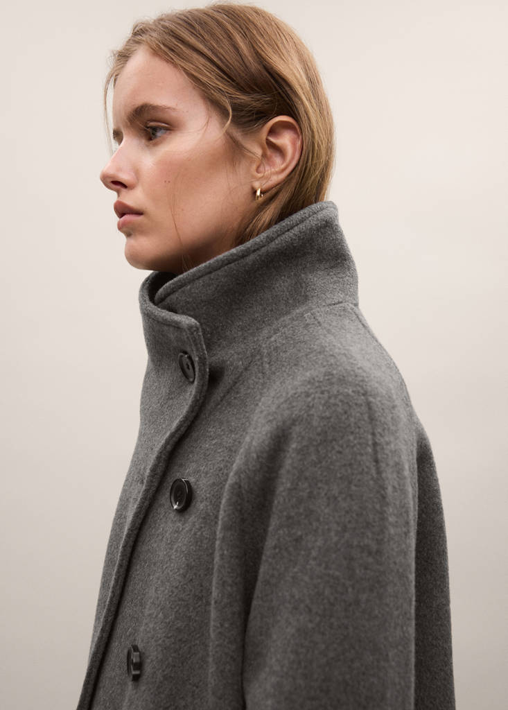 Wool funnel neck coat — Dark Heather Grey