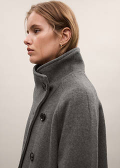Wool funnel neck coat — Dark Heather Grey 2