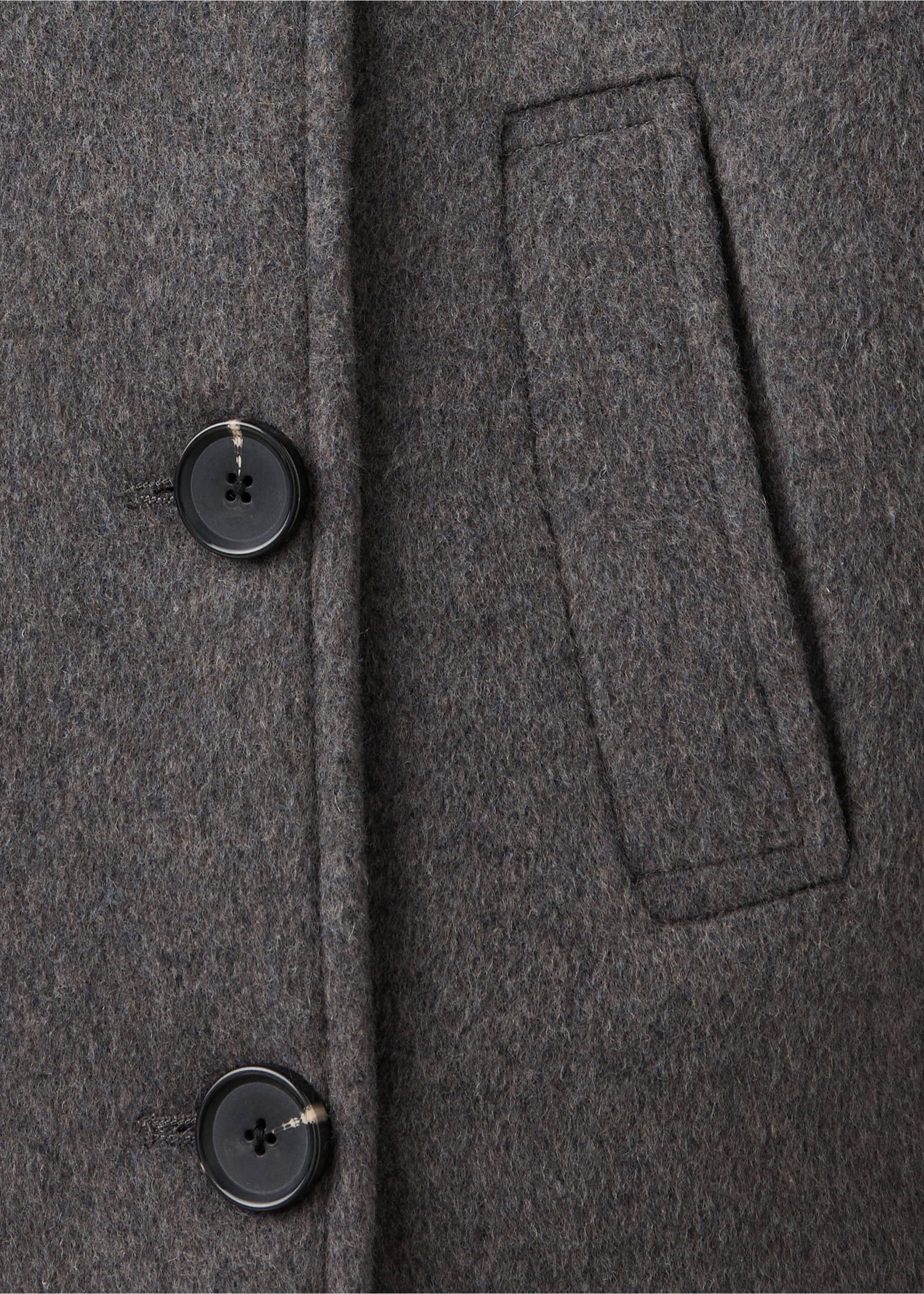 Wool funnel neck coat - Details of the article 0, Dark Heather Grey. Ref: 37067113-00.