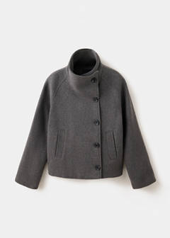 Wool funnel neck coat — Dark Heather Grey 5