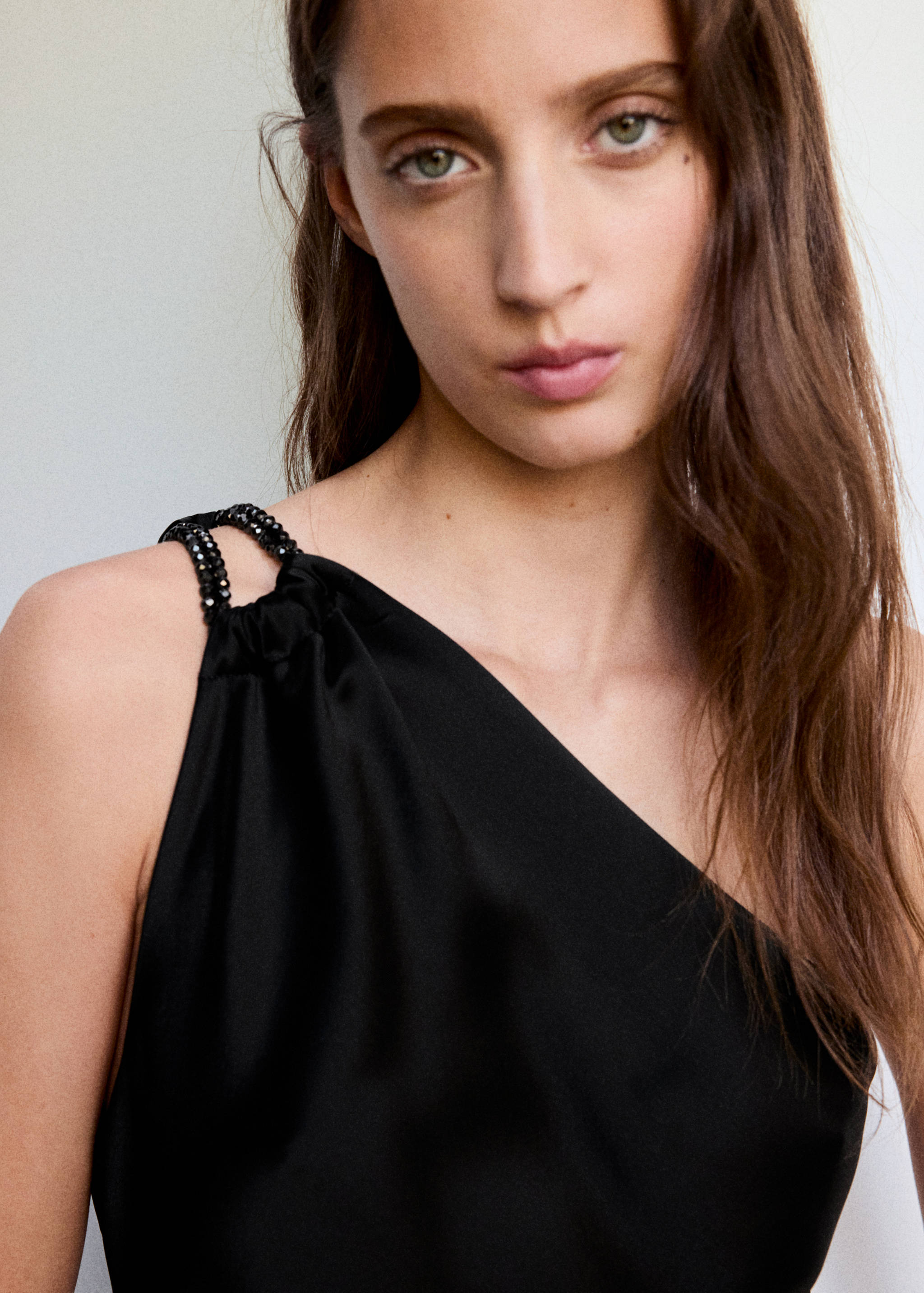 Satin dress with beaded straps - Details of the article 1