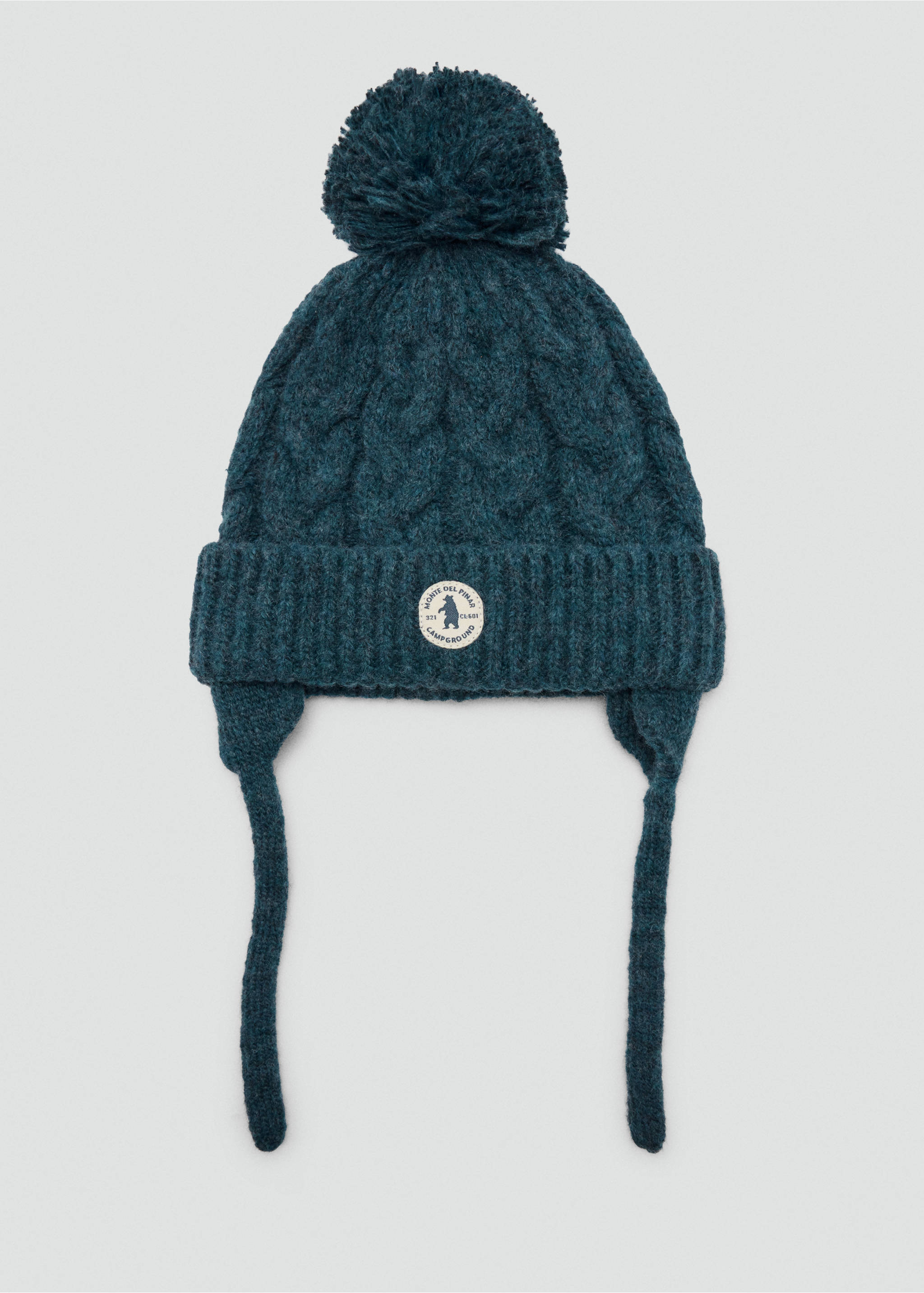 Pom pom cable-knit beanie - Article without model, Blue. Ref: 37067116-00.