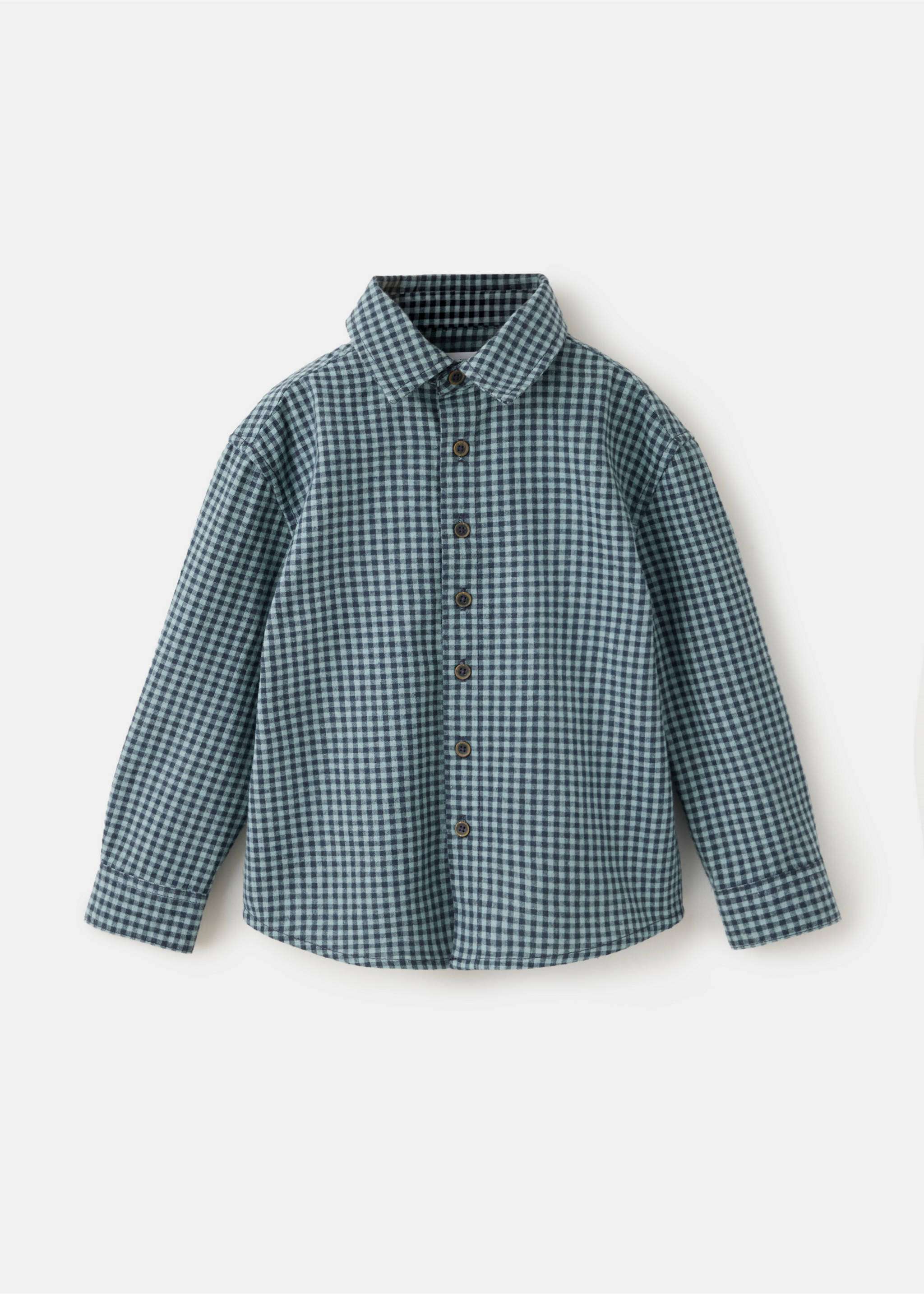 100% cotton checked shirt - Article without model, Green. Ref: 37067119-00.