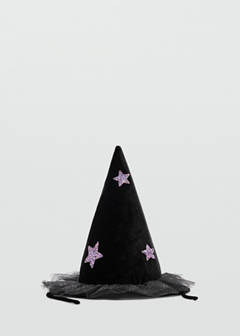 Witch hat with tulle stars — Black 1