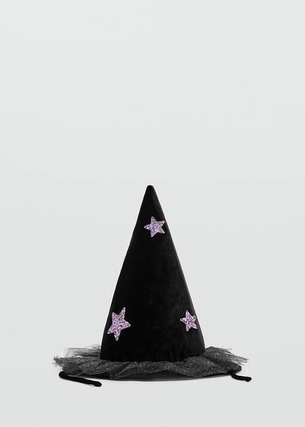 Witch hat with tulle stars — Black