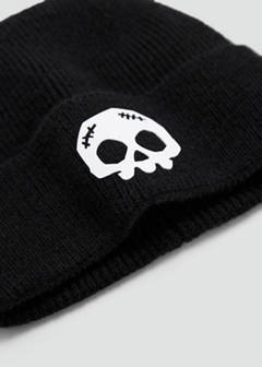 Ribbed beanie with raised detail — Black 3