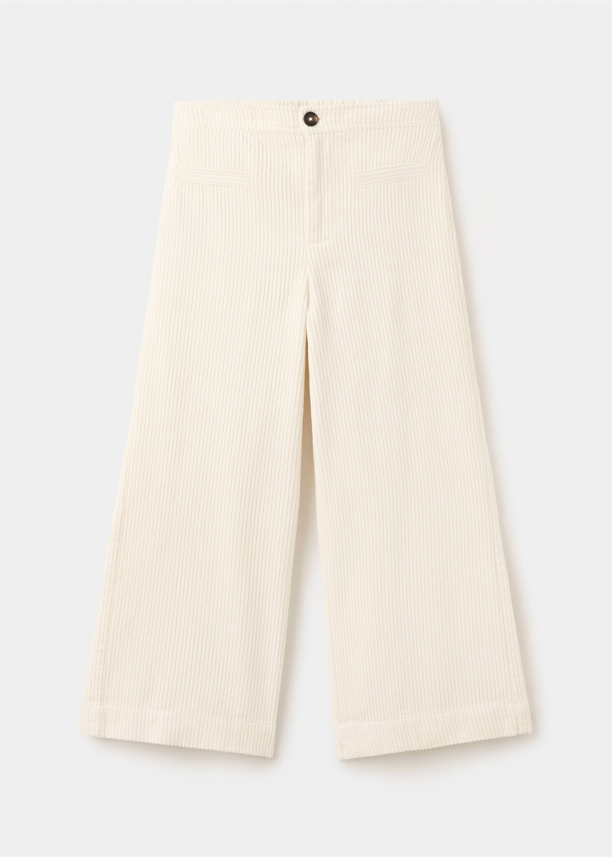 Off-white corduroy trousers for kids with straight legs and a button fastening., Ecru. Ref: 37067123-00.
