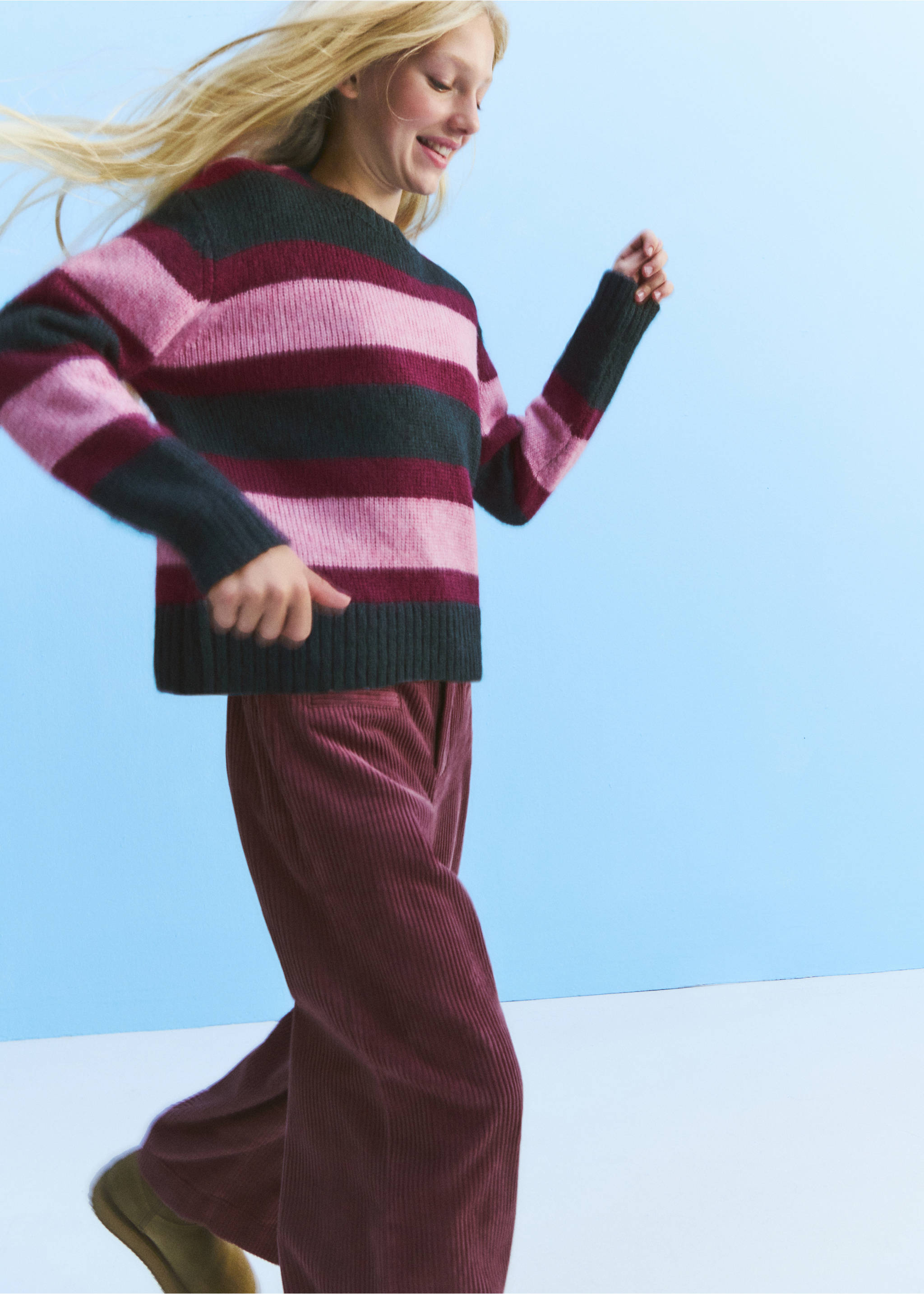 Cotton corduroy trousers - Details of the article 5, Light/Pastel Purple. Ref: 37067123-00.