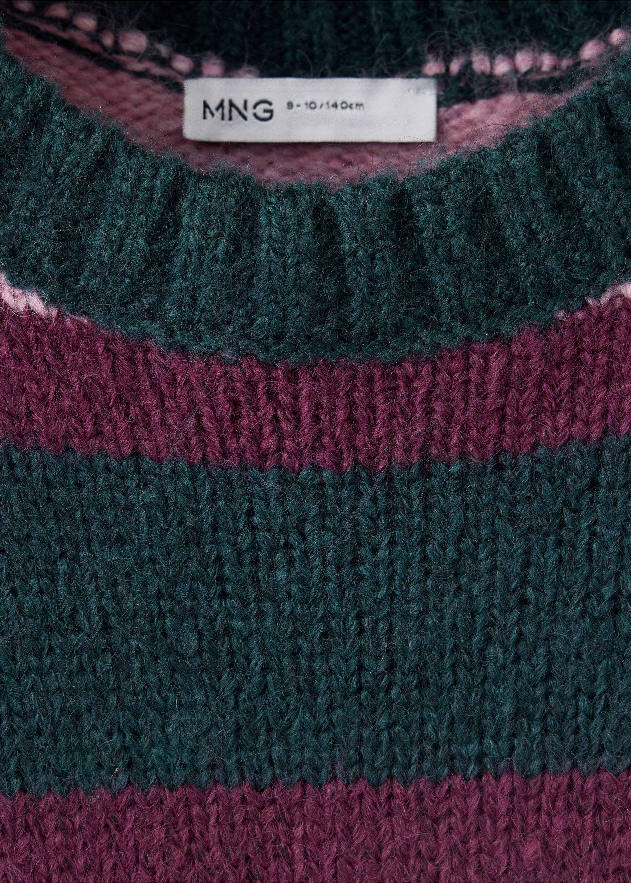 Knit striped sweater - Details of the article 8, Dark Green. Ref: 37067124-00.
