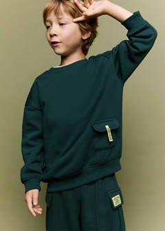 Pocket cotton sweatshirt — Dark Green 1