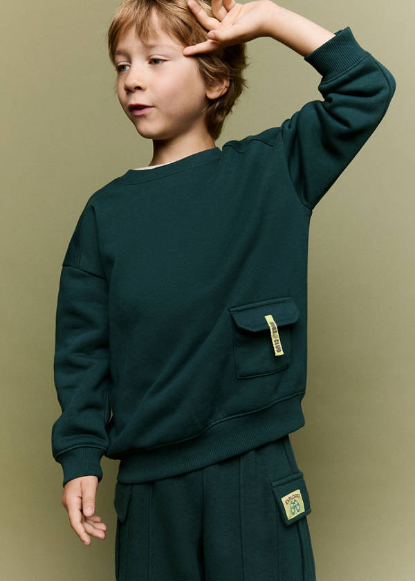 Pocket cotton sweatshirt — Dark Green