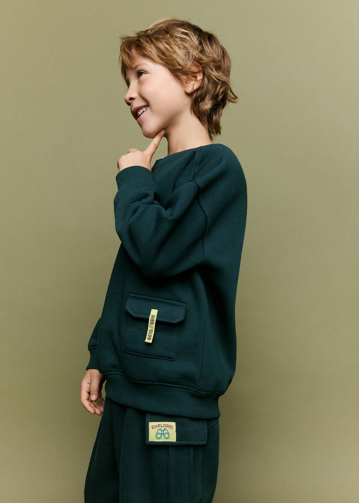 Pocket cotton sweatshirt — Dark Green