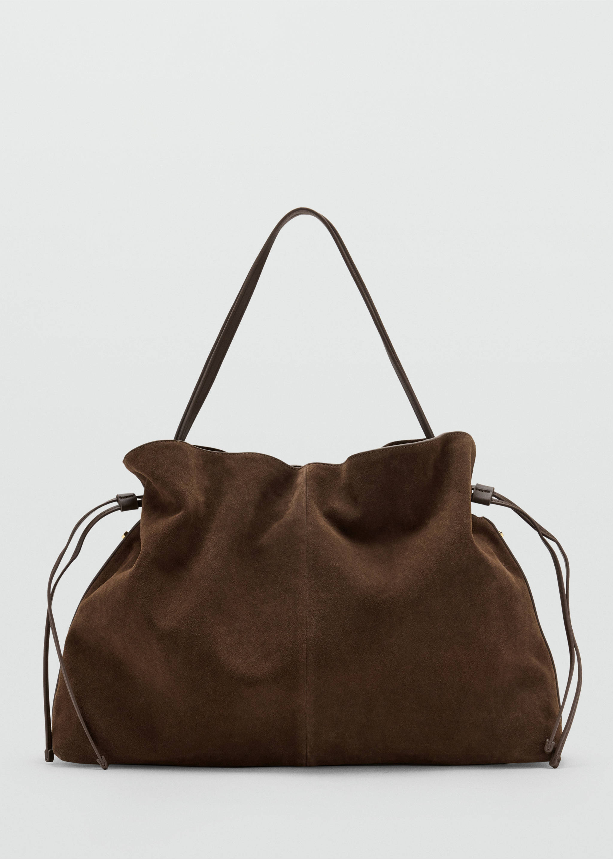 Suede drawstring bag - Article without model, Chocolate. Ref: 37067132-00.