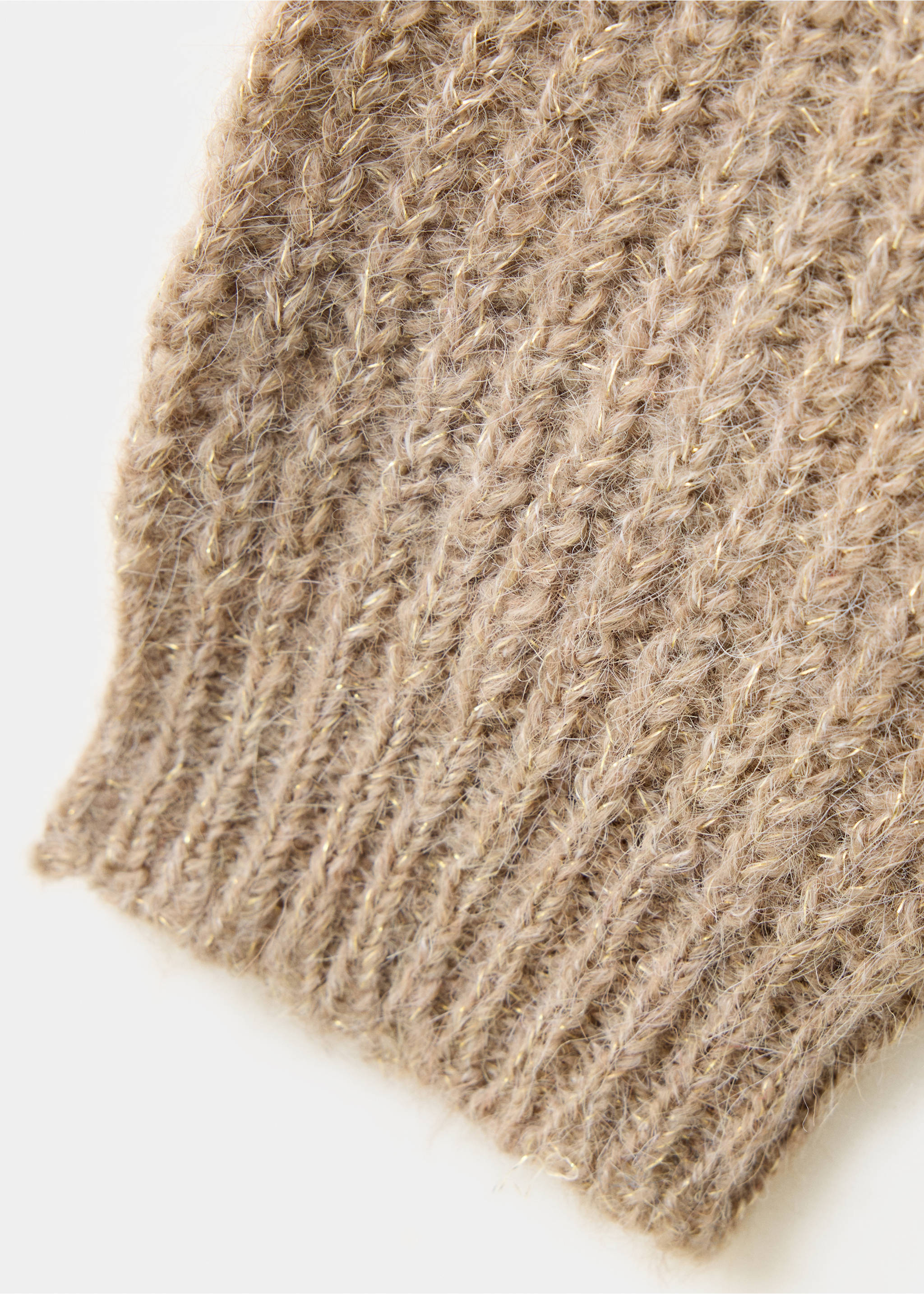 V-neck knit jumper with metallic yarn - Details of the article 0, Medium Brown. Ref: 37067135-00.