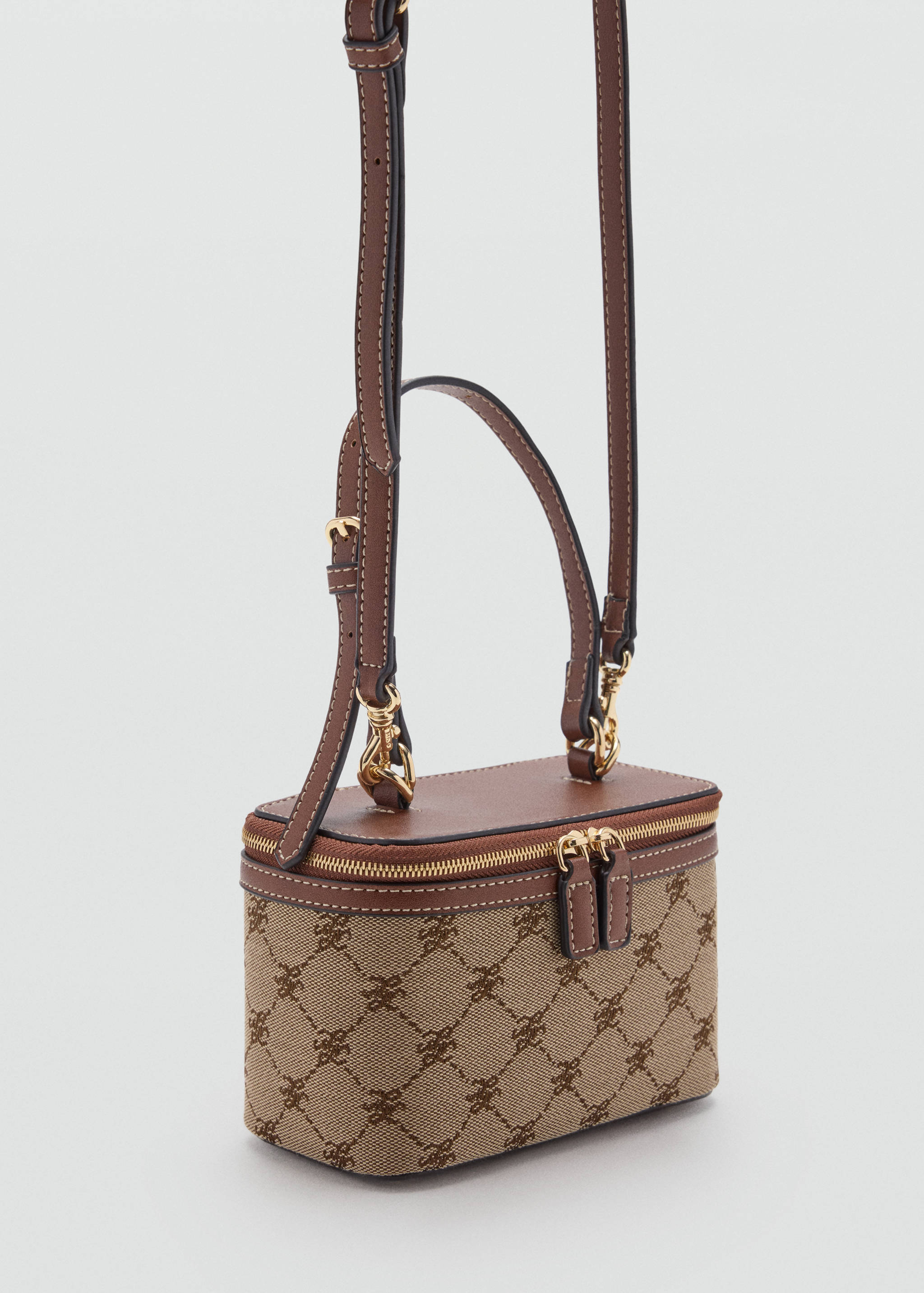 Jacquard wash bag with logo and crossbody strap - Medium plane