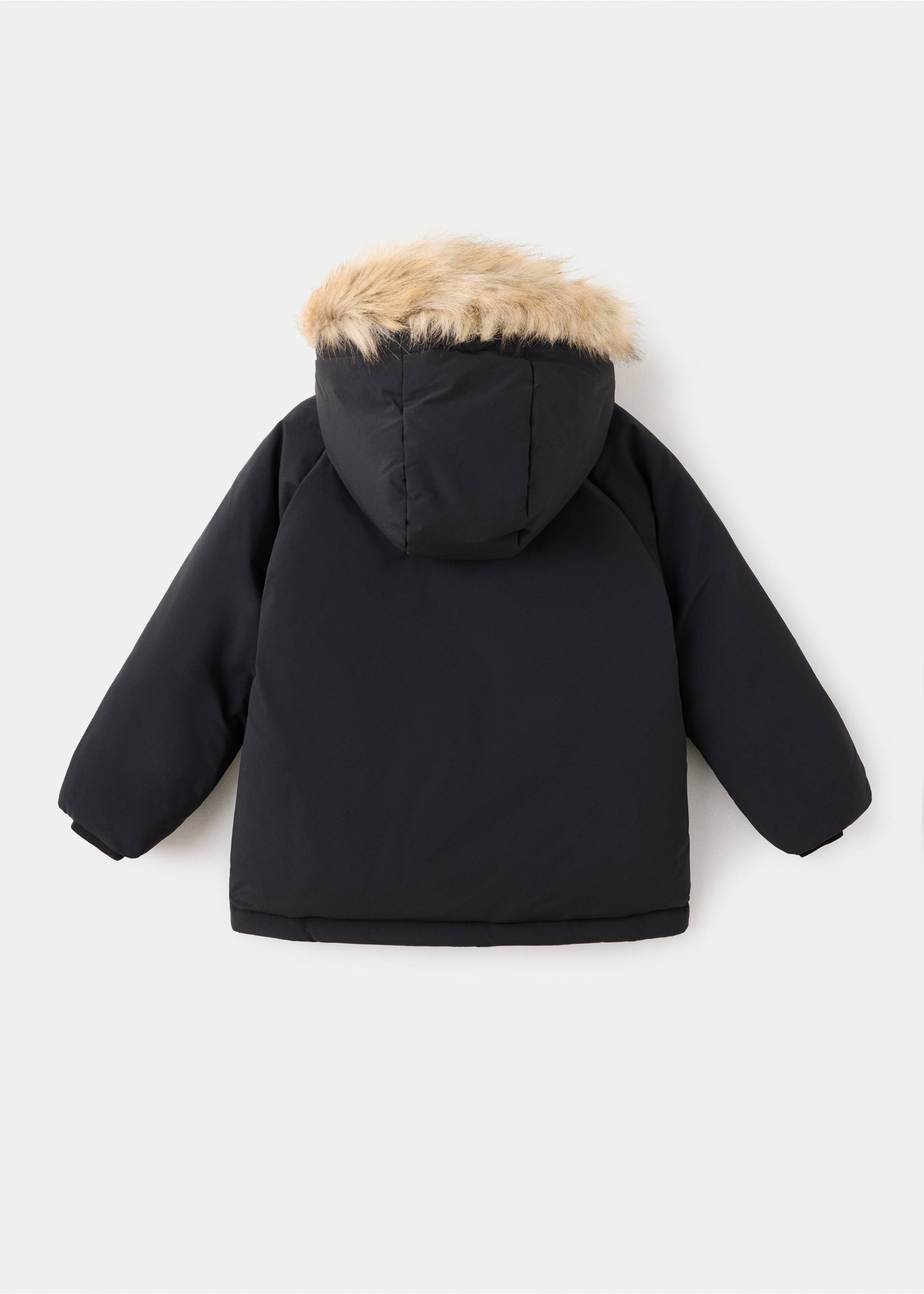 Anorak matelassé capuche imitation fourrure - Verso de l’article, Noir. Ref: 37067770-00.