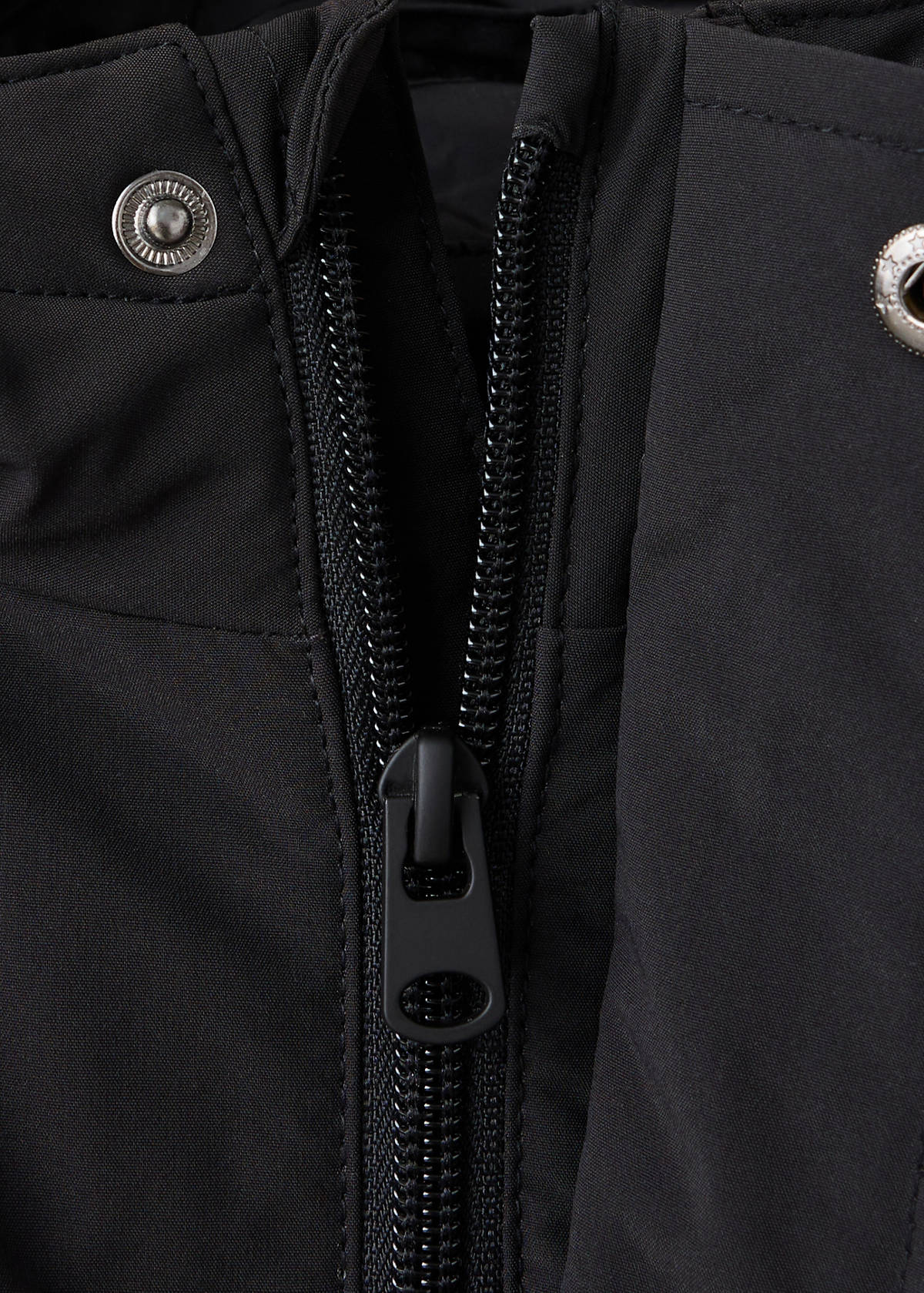 Puffer coat with fur-effect hood — Black