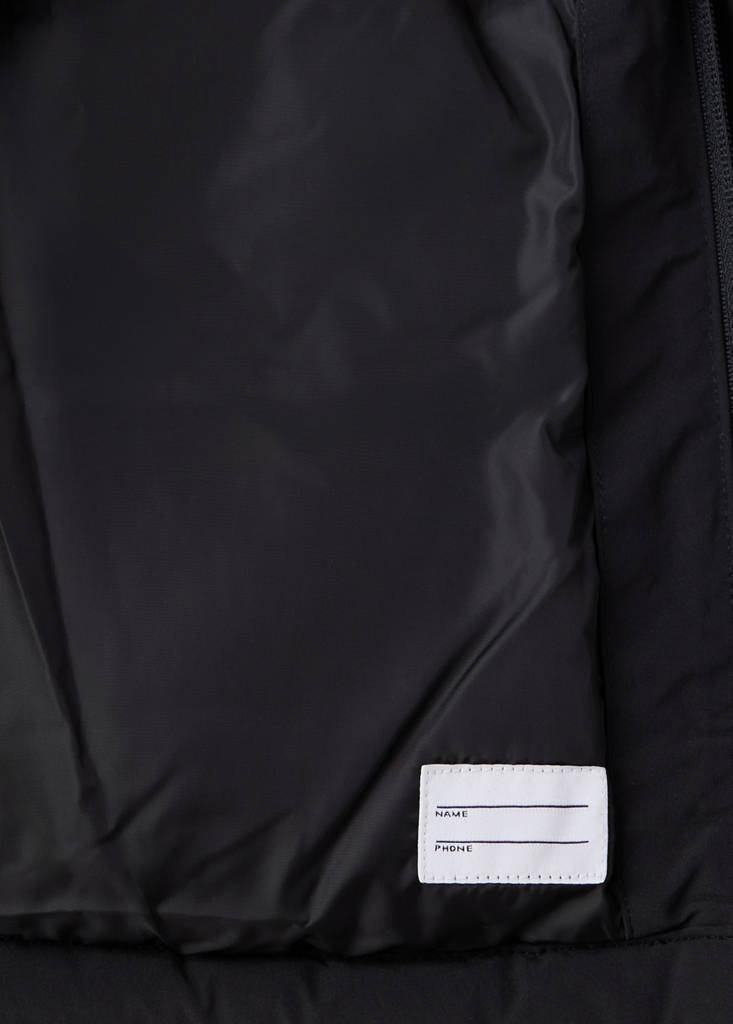 Puffer coat with fur-effect hood — Black